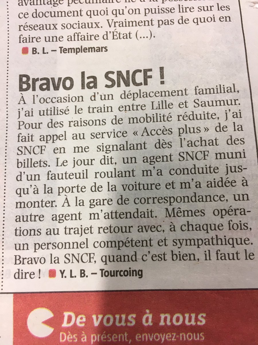 Content : Dans <a href="/VDNLille/">VDN Lille Métropole</a> ce matin, un client du service Accès plus prend le temps de nous dire bravo 😀  <a href="/CaroGuechi/">Carole Guéchi</a> <a href="/ericdelille/">Eric Leboube</a>