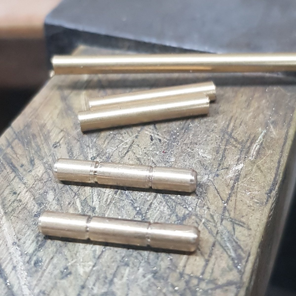 RSJSStudios's tweet photo. It's not often that we have to hand make the business end of a #cufflink. It's proving to be an interesting process as we are having mcguyver the tools to do it https://t.co/X577y3HKdr