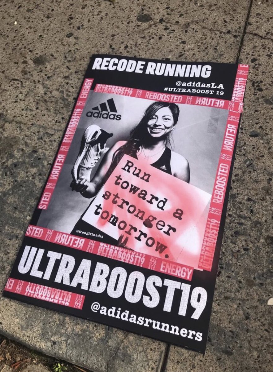 IrongirlNadia's tweet photo. Honored to be featured on the streets of Santa Monica, CA by artist #Wrdsmth & #Sharktoof!! With my coaching and captain team, our goal is to recode running to transform lives. // #adidasla #adidasrunners #adidasrunning #irongirlnadia #santamonica https://t.co/mfBRI1woCP