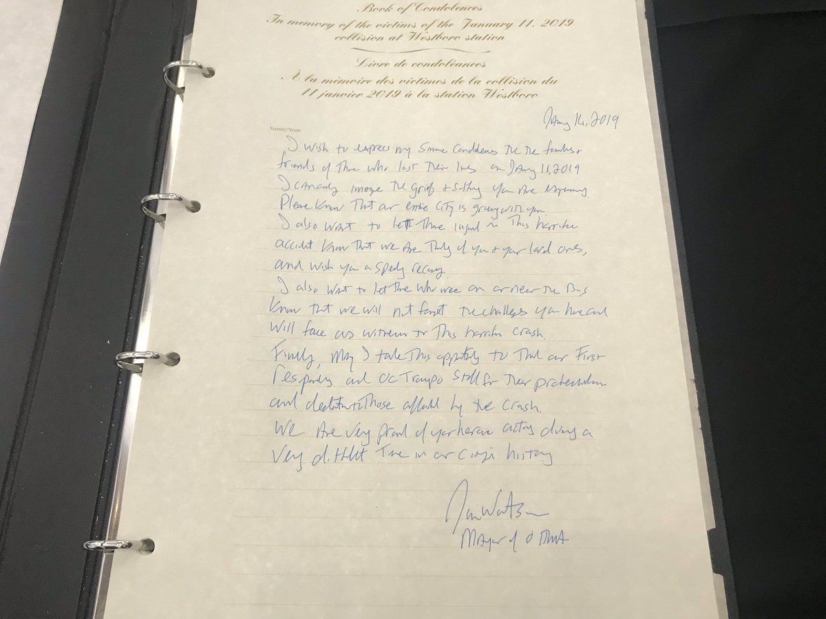 Here is what the mayor wrote in the book of condolences. #ottnews (photo: @Jeffslack369) https://t.co/bZp2ZJQTM9