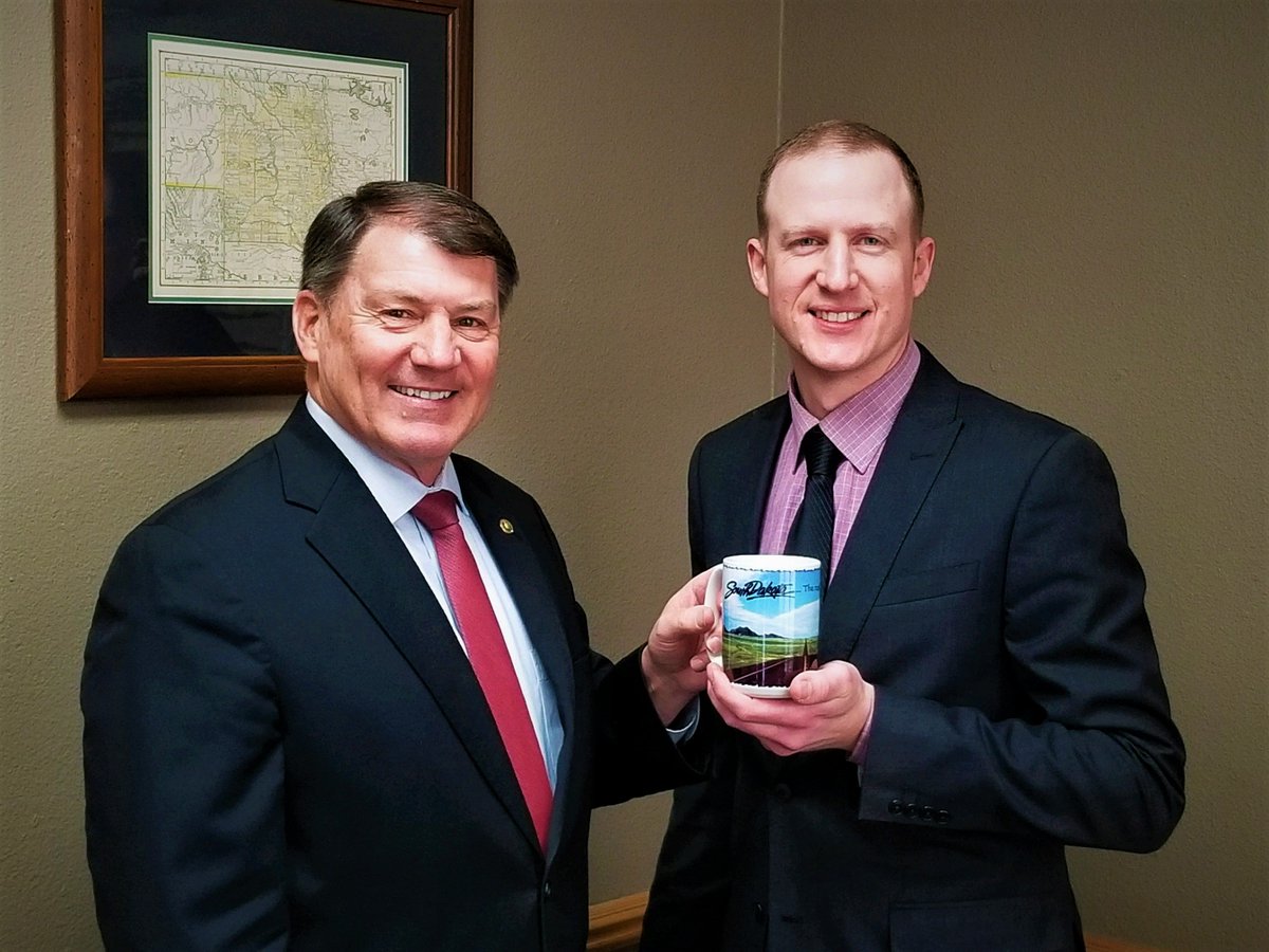 Exec. Dir. <a href="/DocSandersonSD/">Nathan Sanderson</a>'s "Cup of the Week" belongs to <a href="/SenatorRounds/">Senator Mike Rounds</a>, who stopped into the SDRA office last week. Thanks to <a href="/RoundsforSenate/">Mike Rounds</a> for his strong support of South Dakota business! #SDretail