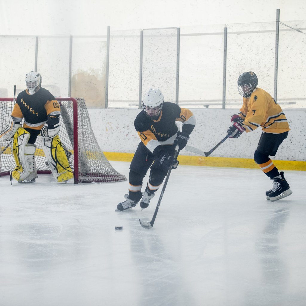 CalvertSchoolMD's tweet photo. Congratulations to our co-ed ice hockey team on their win over St. Paul's on Friday! It was a close game but the Mighty Bees came out on top! #GoMightyBees #CalvertSchool #IceHockey https://t.co/xIe7G1Rceb