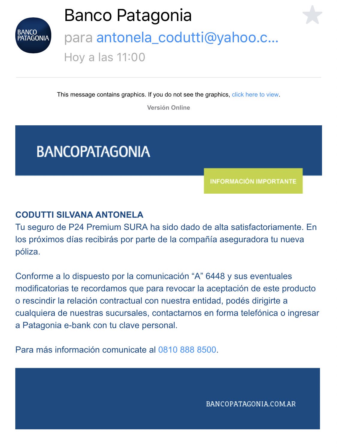 Banco Patagonia on "@antonelacodutti Hola, Antonela. Te pedimos Por favor escribinos en https://t.co/GWCSuaLuM5 detallando la sucursal, el problema que tuviste, tus datos personales y de contacto para reportarlo." /
