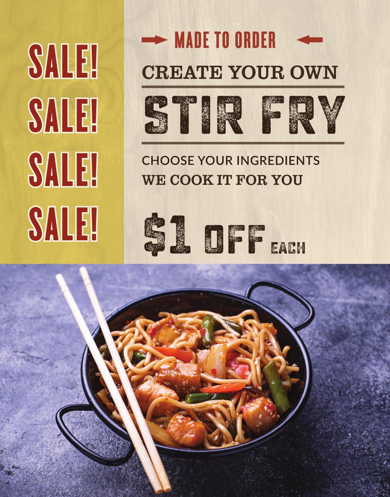 Today through the 20th, save $1 off of a create your own Stir Fry bowl. You fill the bowl, we do the cooking! #NFsolvang #solvang #SolvangCA #stirfry #wokbowl