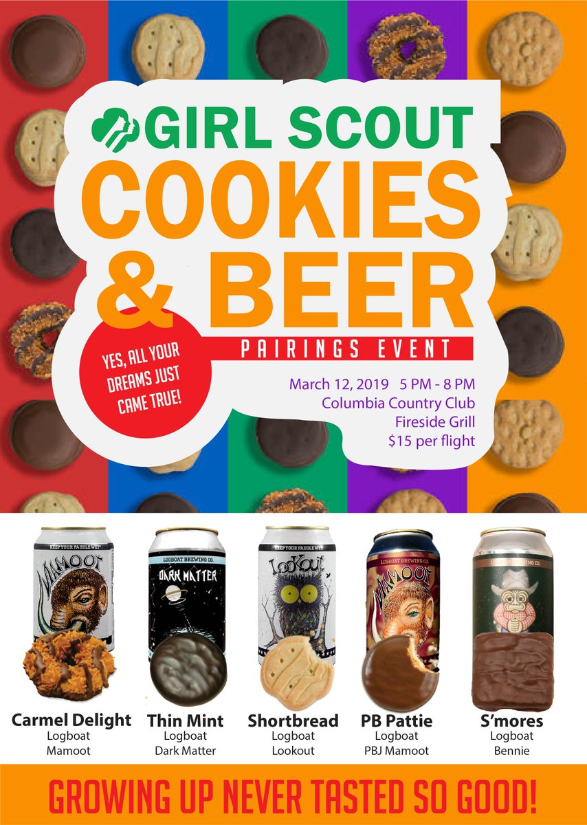 Yes, it's really happening! Join us March 12th in the Fireside grill where we will be making dreams come true and pair Girl Scout Cookies and Logabot Beer together. 

*Members and their guests welcome*