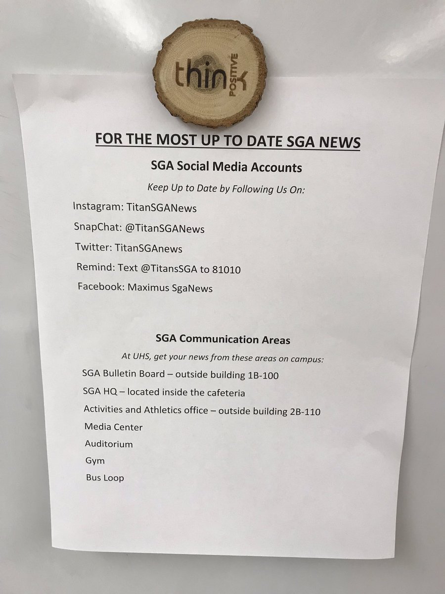 Follow all of these new UHS accounts to get the latest updates in SGA news @TitanSGA411