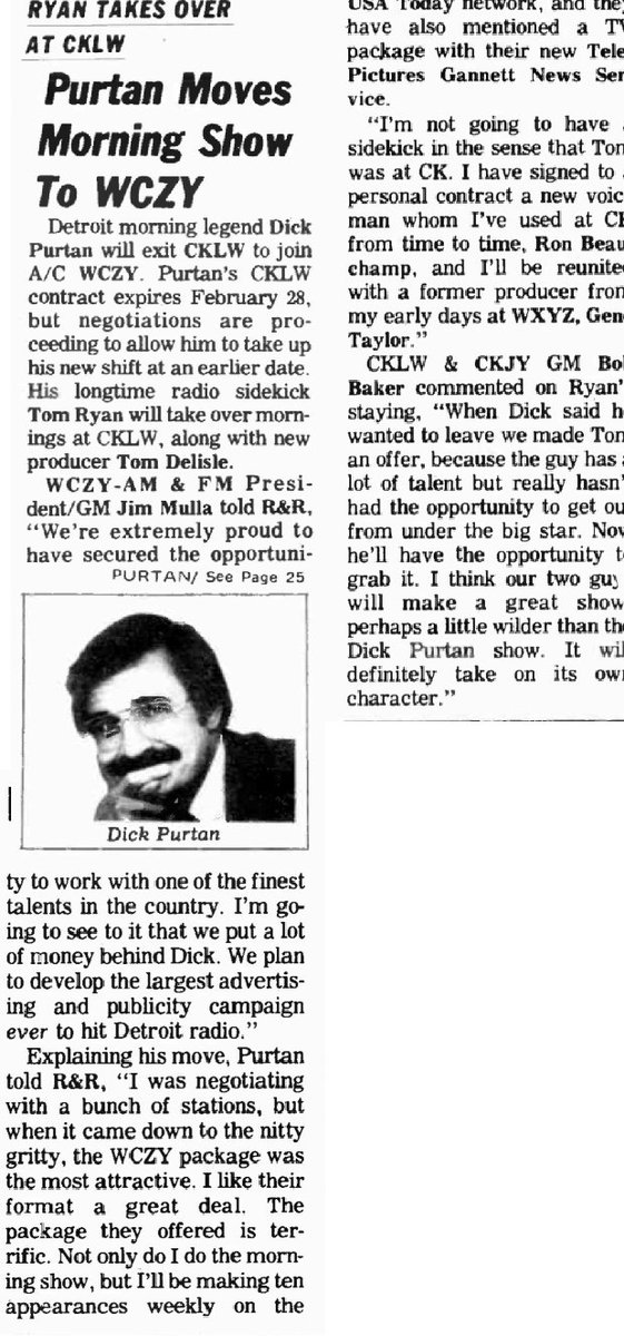RadioRewinder's tweet photo. #RadioLegend Dick Purtan joins #WCZY #DetroitRadio January 1983 https://t.co/q8X1wdyIEC