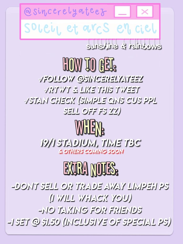 sweeterthanmin's tweet photo. ⋆☾ˢᵒˡᵉⁱˡ ᵉᵗ ᵃʳᶜˢ ᵉⁿ ᶜⁱˡ☽⋆
—
#LoveYourselfinSG FANSUPPORT
—
√read below for more details
√follow this thread for more updates on d-day
√dm for reservations (cod or paylah only) https://t.co/Y3xPBITztb