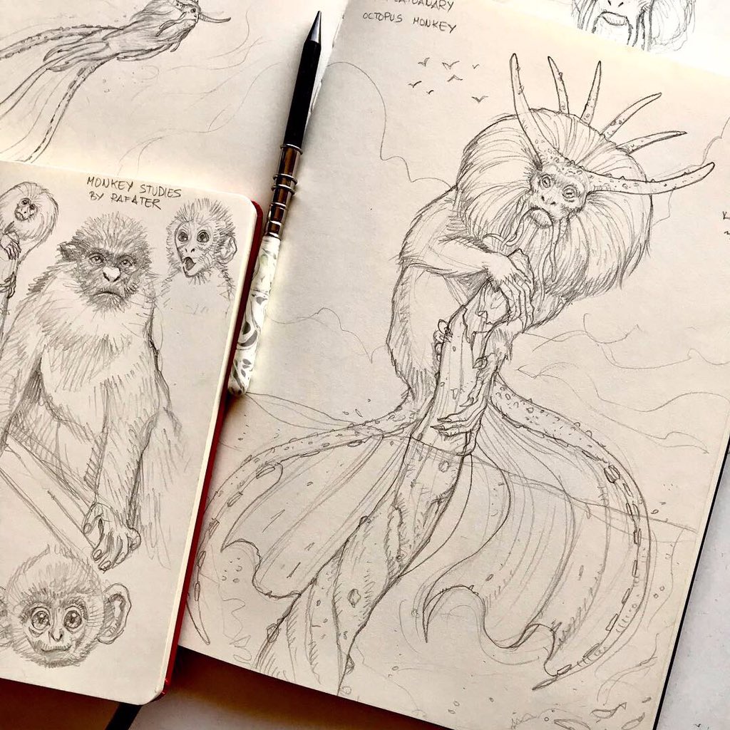 Rafater's tweet photo. #creatuanary day 3 #octupusmonkey 😉
#MondayMotivaton #artistsontwitter #conceptart #creatuanary2019 #creature #creaturedesign #rafater #drawing #drawingoftheday #dibujo #pencil #monkey #octopus https://t.co/hTDhmvtWcY