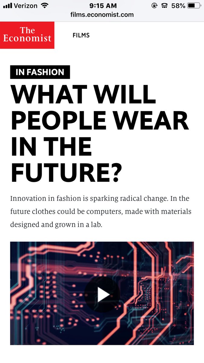 #swsi Spotlight on Dr. Amanda Parks... a great short film on What we will be wearing in the future, with sustainability and technology at the core of fashion. <a href="/amandajparkes/">Amanda Parkes</a> films.economist.com/infashion/