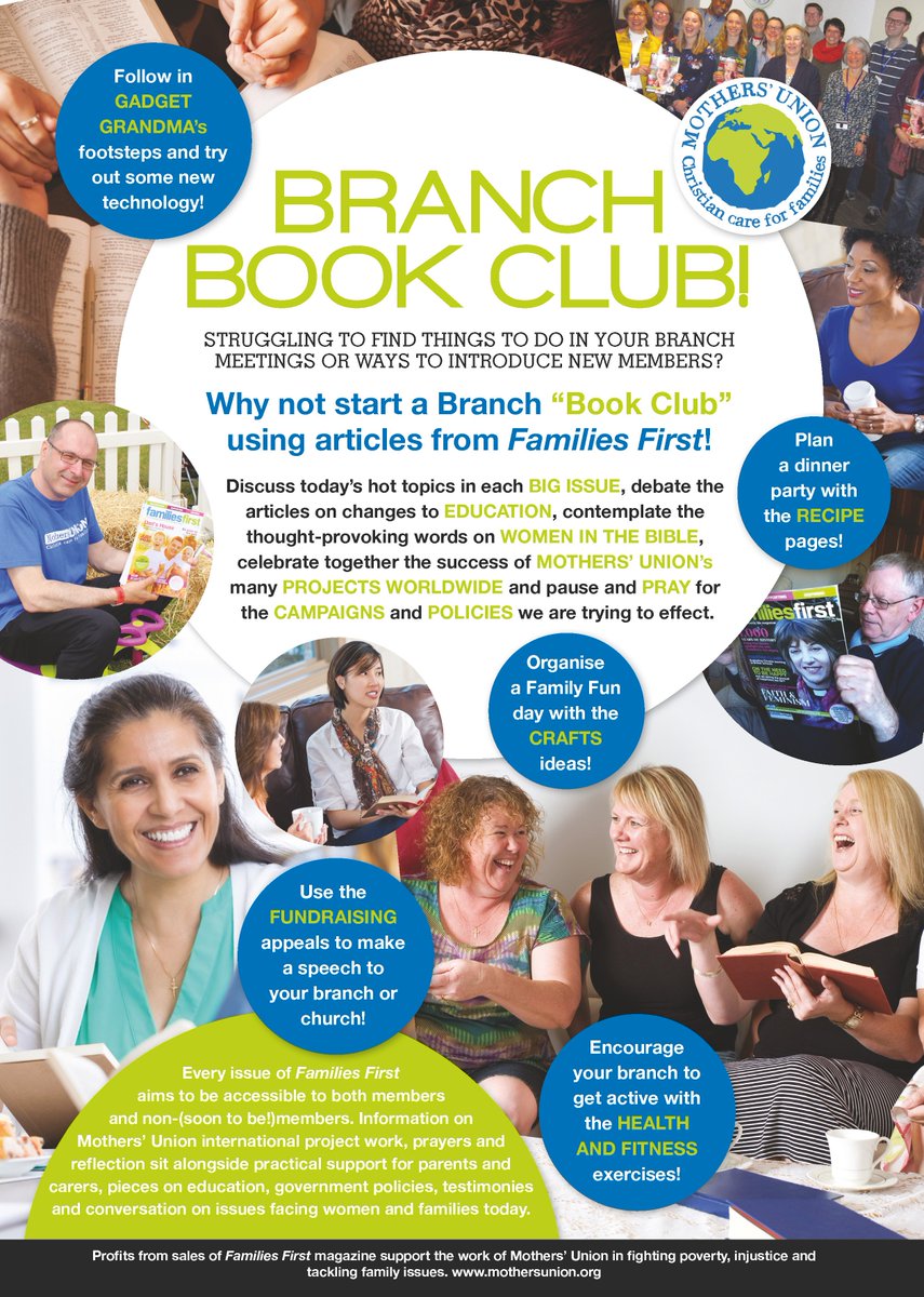 FamiliesFirstMU's tweet photo. Struggling to find things to do in your branch meetings or ways to introduce new Mothers' Union members? Why not start a branch "Book Club" using articles from #FamiliesFirstmagazine! https://t.co/de2SZTRM65