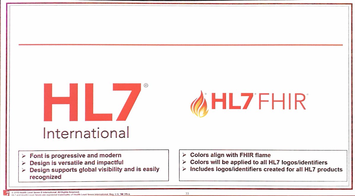 realworldhl7's tweet photo. #Live #HL7WGM @HL7 introduces new logo. Formally launching at #HIMSS19. Designed for consistent branding across the #HL7 #HITstd family https://t.co/VrB4amRCSF