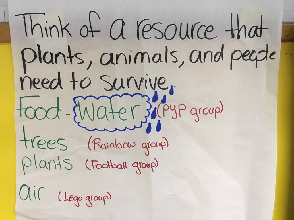 Through Human Graphing, Gr.2 learners thought of what resource is most important to them in the classroom. They thought of resources that are essential for the survival of people,animals,and plants. #SharingThePlanet #MathIntegration @Hhhsinfo @dina_jradi @rasha_hd @HenaineSamia