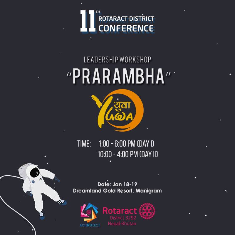 rotaract3292's tweet photo. Yuwa is bringing the workshop called "Prarambha" an interactive leadership workshop at #11thRotaractDistrictConference Do join us if you want to be a part of special two days workshop! https://t.co/jLpOBRwIxg