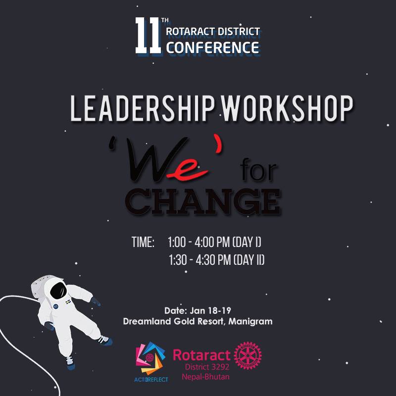 rotaract3292's tweet photo. We for Change is bringing special session on #Leadership at #11thRotaractDistrictConference Do join us and make this workshop exciting. #CreatingSpaceForYouth https://t.co/uEvuTeDlTf