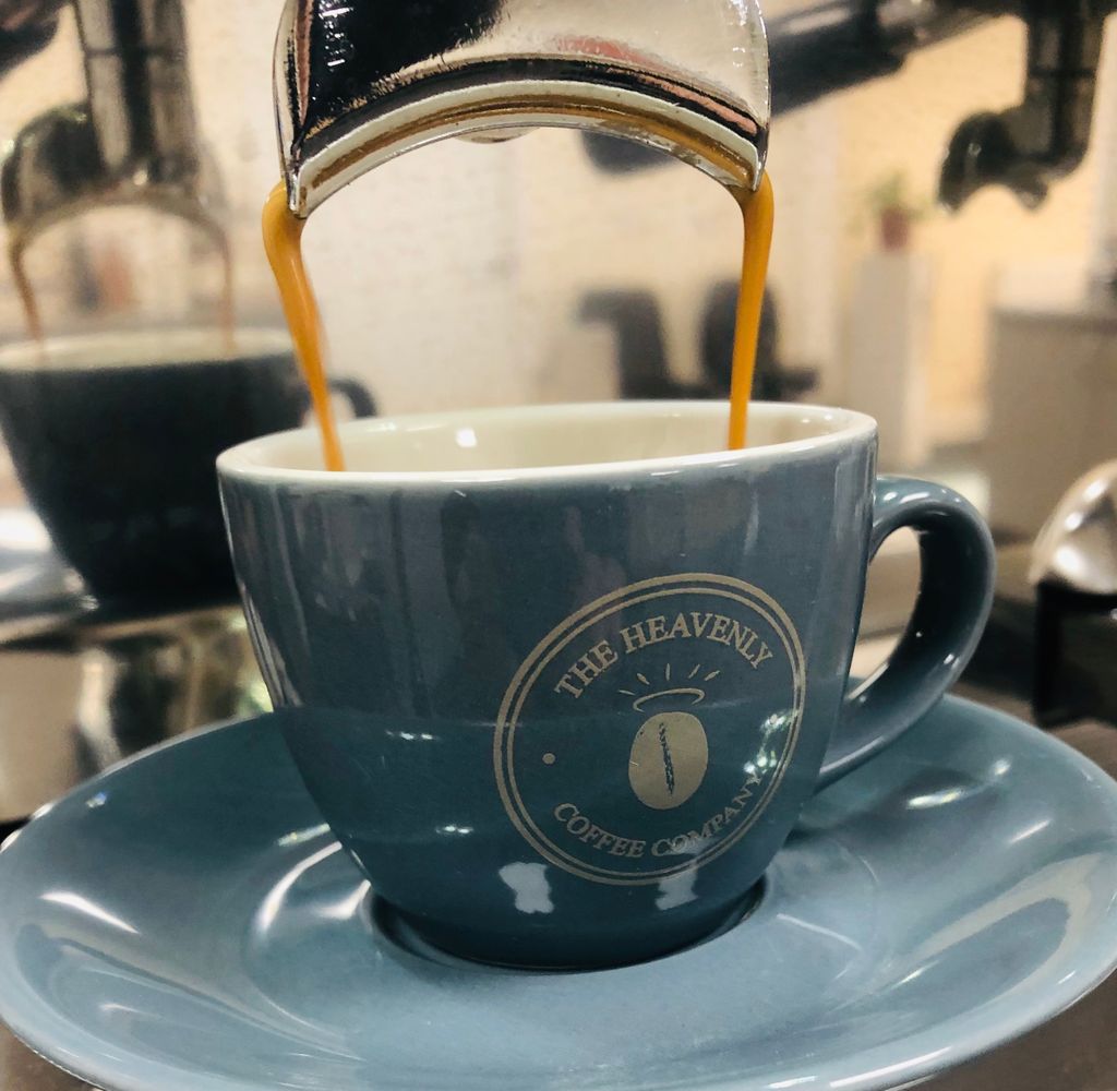 Enjoying a double espresso from our Heavenly Milano Blend - sweet and malty with caramel and hazelnut notes - delicious! #coffee #heavenlycoffee #sheffieldissuper
