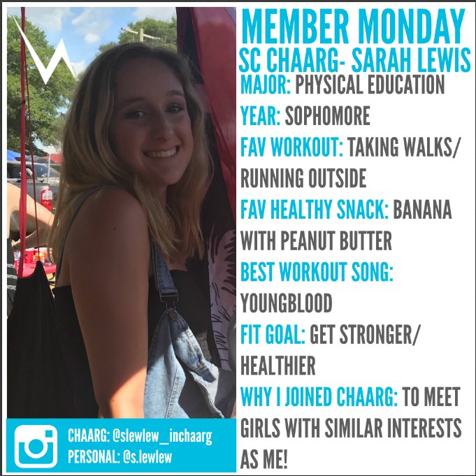 SC_CHAARG's tweet photo. It's our first #MemberMonday of the spring semester! This is Sarah's (@s_lewlew) fourth semester #inCHAARG + we love seeing her at pretty much every event! https://t.co/mPqLxZHEHB