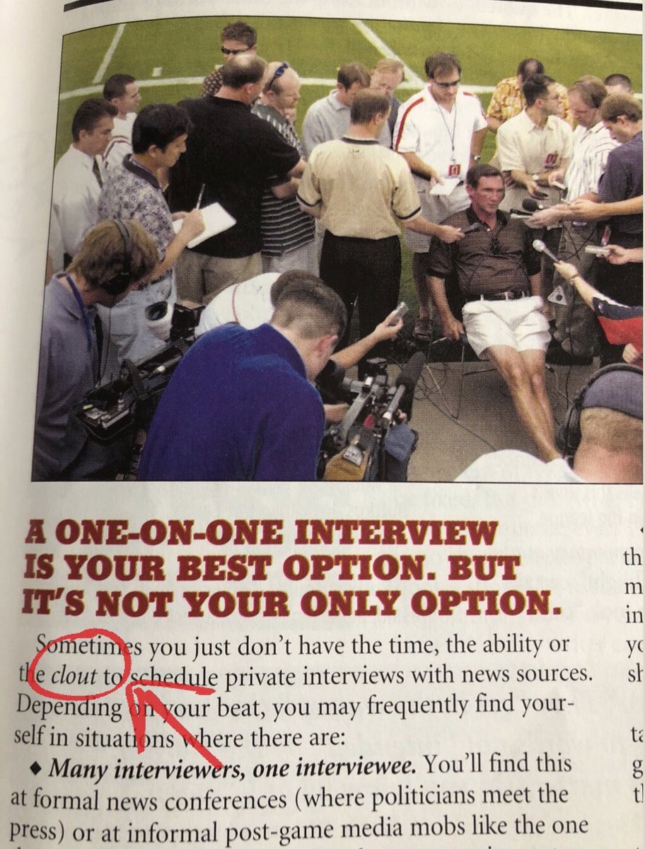 juzannem's tweet image. I wish I could make this up 😂

Ladies and gentlemen, it has been brought to my attention that as a journalist I may not have enough “clout” 🤷🏽‍♀️ to schedule private interviews with sources. 

textbook for #loweclass #lessonswithlowe #goodjournalism