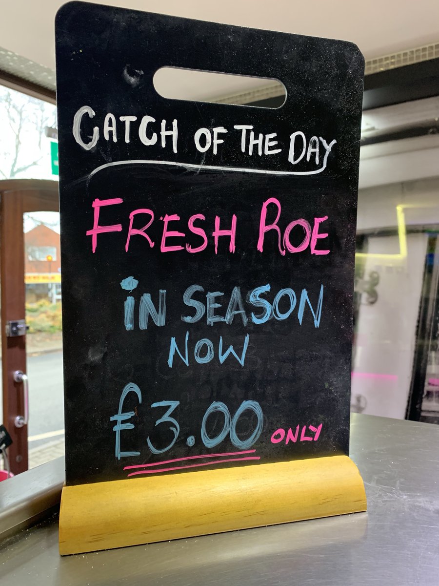 wollastonfb's tweet photo. Fresh fresh roe now in season. And only £3 a piece #freshroe #lovechips #delicious https://t.co/myuYPdqcuk