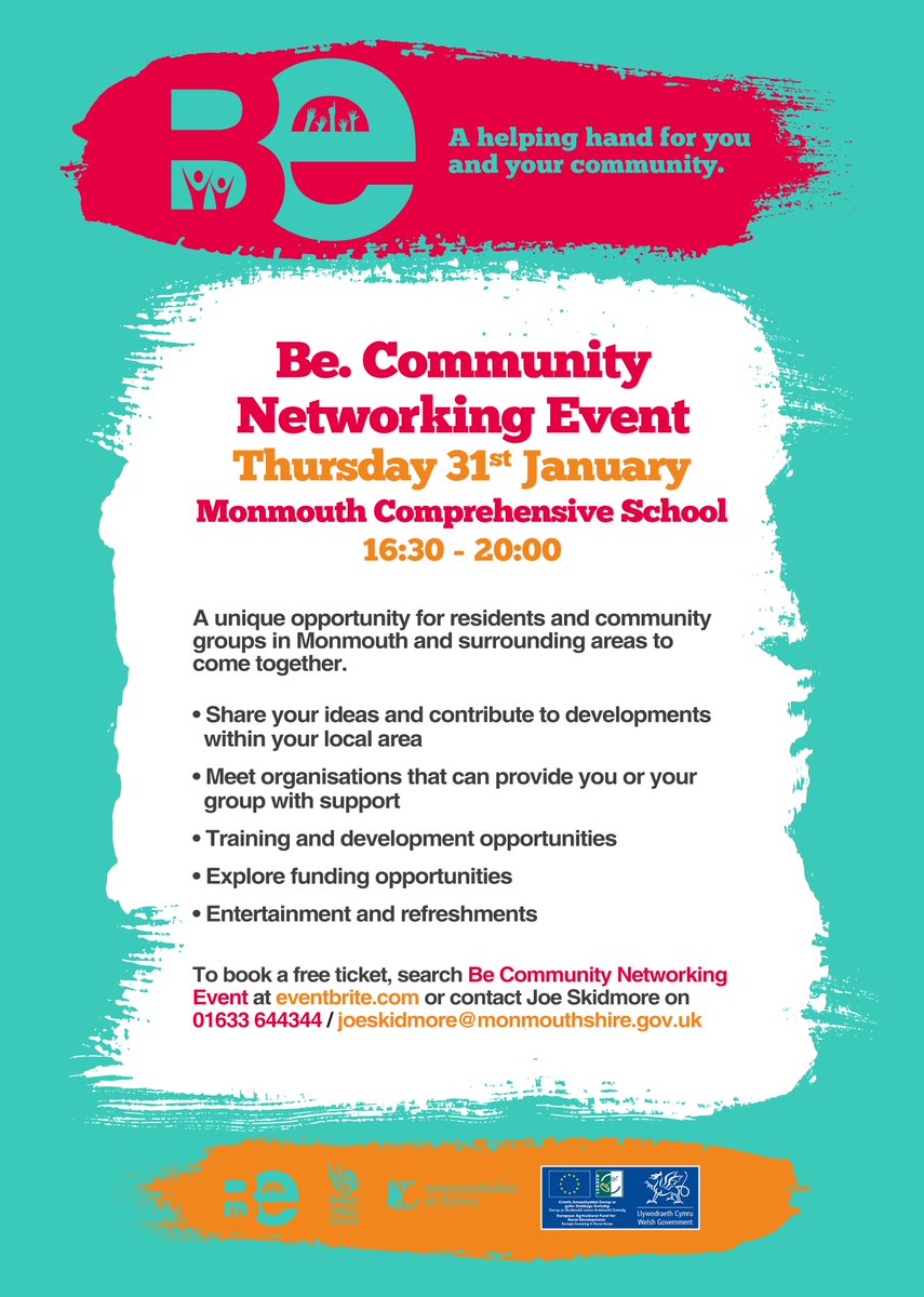 joeskidmore's tweet image. Be. Community Networking Event taking place on Thursday, 31st January 2019 from 4:30 pm – 8:00 pm in Monmouth Comprehensive School - be a part of it @LearnWithMCS @MonCCHUBS @OWilce @ClaireParsella #BeCommunity #ABCD