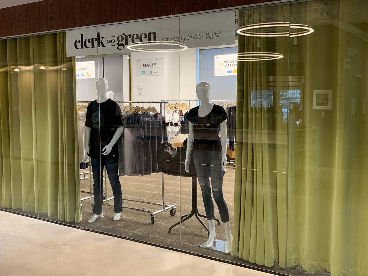 GreenDotMike's tweet photo. Clerk &amp; Green, Deloitte’s connected store is officially open for business for #NRF2019 https://t.co/B6CckwWzyB