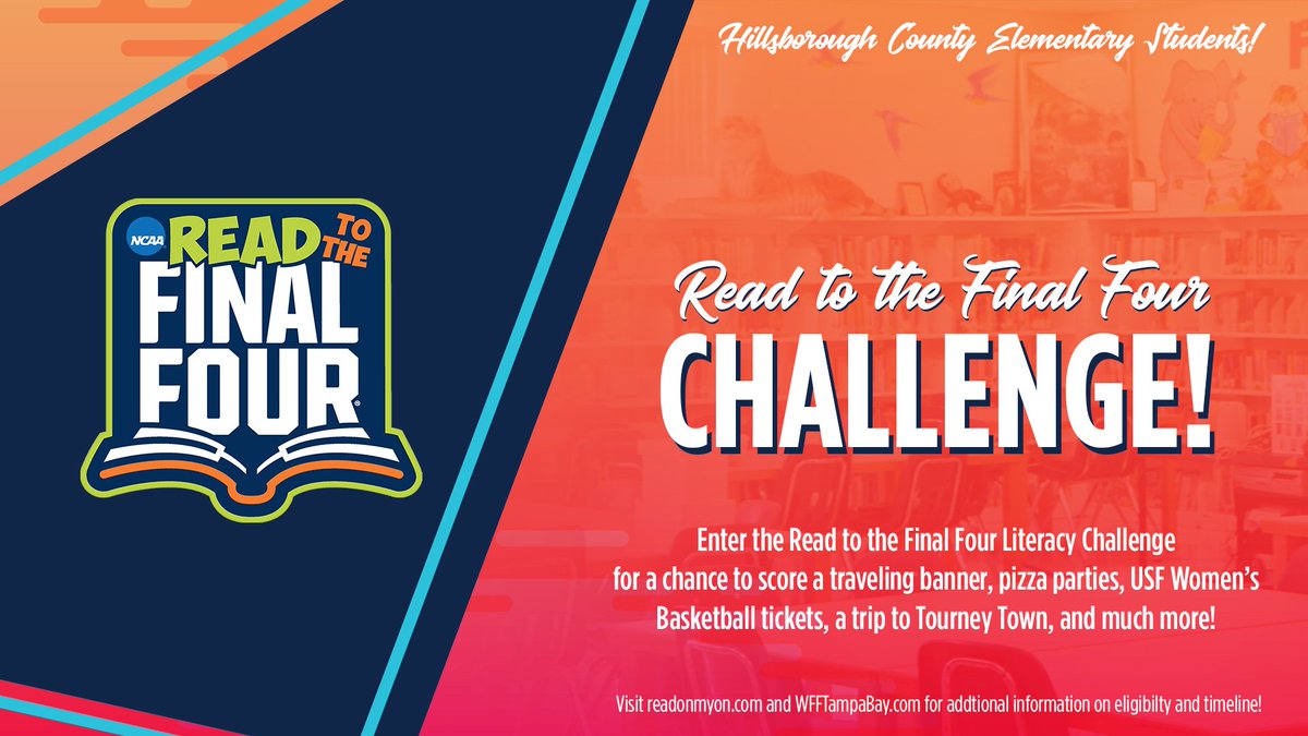 hubofschool's tweet photo. The time has come to officially tip-off the Read to the Final Four® Challenge! Visit https://t.co/Jf8jxWuru5 for more information on how to participate and win  unique experiences and incentives! @SportsTampaBay @HillsboroughSch @ReadonmyON @Jeff_Eakins https://t.co/vag4wJVKwX