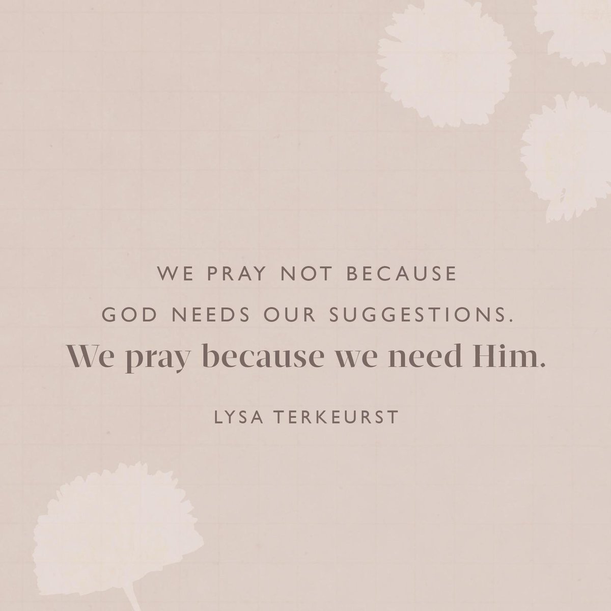 LysaTerKeurst's tweet photo. When we pause to pray.... 

We step from the doorway of discouragement to the pathway of peace.

We trade worry for worship.

We magnify God and become less intimidated by our problems.

Yes, I want less of my brain power and more of His prayer power in my life. https://t.co/x3MwbJiodc