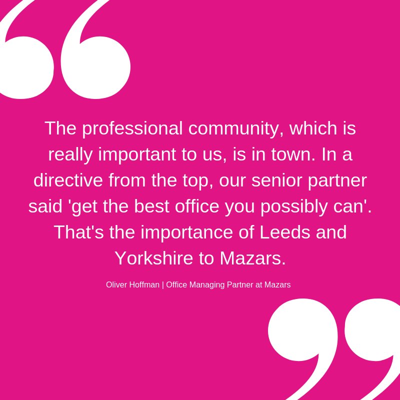 wp_leeds's tweet photo. This is just one of the quotes that came from Oliver Hoffman’s interview with Yorkshire @insidernwest. It’s great to have @Mazars_UK at Wellington Place and part of the professional community! #bestoffices #available #Leeds #Leedsbusiness https://t.co/AeKYct0nuF