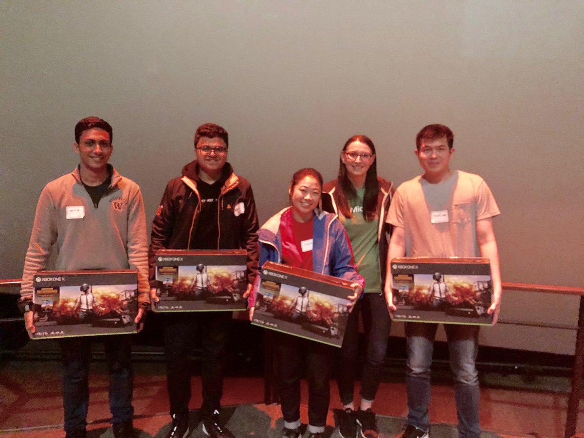 MSFTImagine's tweet photo. Congrats to Team Zero, the #Azure Champ challenge prize winner and overall first place winner at #HackWashington! Their project, Reson8, used an arm band and Azure Machine Learning Studio to interpret sign language and hand gestures to communicate with home automation devices. 🙌 https://t.co/L2aP17DutN