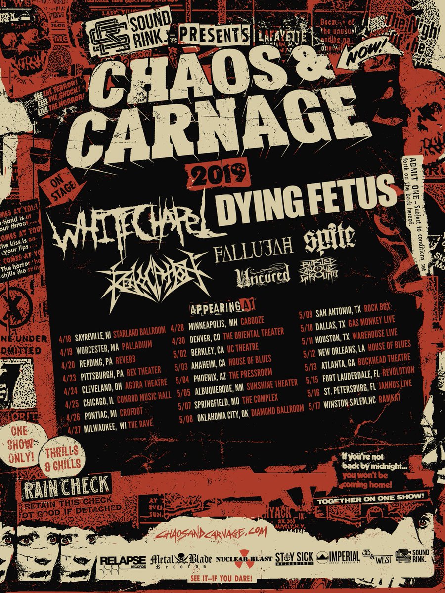 We will be going on the #ChaosandCarnage Tour this spring! VIP packages are available at chaosandcarnage.com. General on-sale is this Friday at 10am local time.