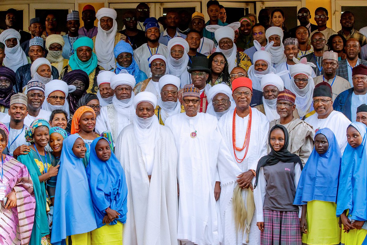BashirAhmaad's tweet photo. PHOTOS: Today, President @MBuhari attended a Regional Conference for African Traditional and Religious Leaders on Keeping Girls in School in Abuja. https://t.co/w935IxCHfm