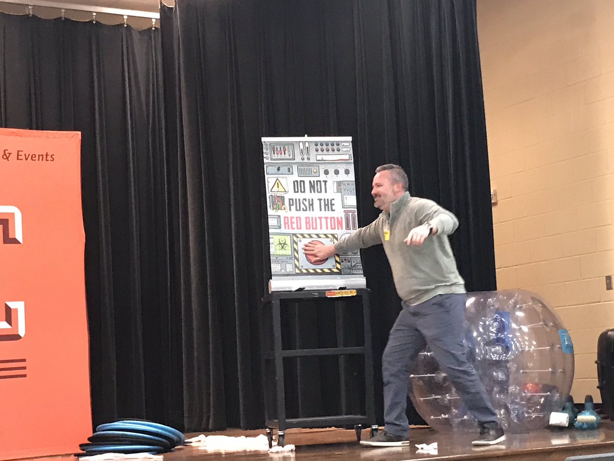CiboloCreekES's tweet photo. Whatโs a consequence? The result of an action!! Mr. Ricky Schroeder volunteered to find out what would happen when he pressed the red button!!! #Consequeces #pie #makegoodchoices #beyouCCES https://t.co/y4zUA1XLHG