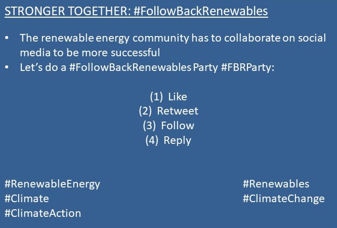 THEnergyNet's tweet photo. STRONGER TOGETHER
#FollowBackRenewables #FBRParty

I don’t normally post these kinds of tweets but I really love connecting with #RenewableEnergy supporters. I follow back.

Please 
⭐️1 Like
⭐️2 Retweet
⭐️3 Follow
⭐️4 Reply

#FBR #Renewables #Climate #ClimateChange #ClimateAction https://t.co/TwgSGoXJnM