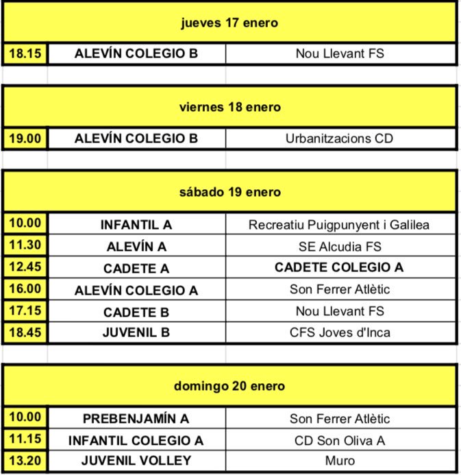 EntreMontesion's tweet photo. 📣 Partidos del club como local de esta semana.

@SonFerrerAtFs @urbacd @AlcudiaSe 

#EMFutsal⚽️
#EMVolley🏐
#MontesiónEsUnSentimiento💙 https://t.co/h1bd5763mB