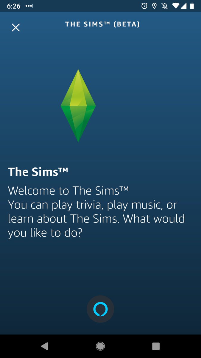 SimGuru0x00's tweet image. A lot of community members have asked how Sims Alexa looks/works on the mobile app. While the product's experience has been optimized for Echo devices, you are welcome to try it on Alexa app. All images from Dev Build on my Android. @SimGuruEmory @SimGuruKate