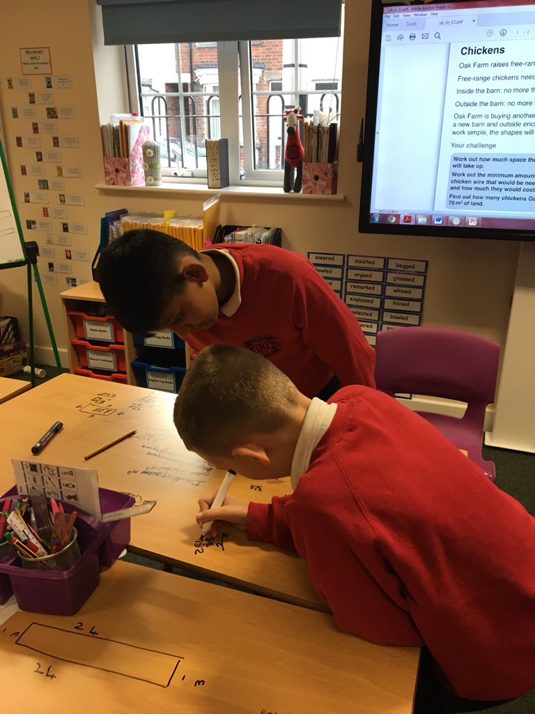 primary_rendell's tweet photo. Year 6 have been investigating problems related to the area and perimeter of chicken enclosures! #MathsThisWeek #MathsInvestigation #PrimaryRocks #MathsRock @risingstarsedu https://t.co/kMc1W2dEPm