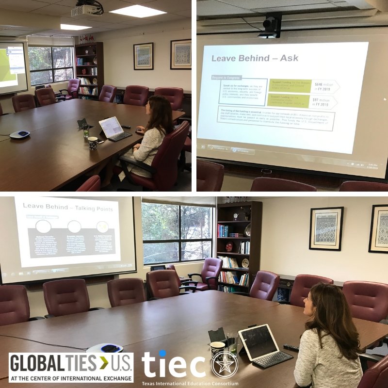 TexasConsortium's tweet image. You don't need to leave your office to advocate for #intled and #intlexchange! Here is TIEC President and CEO Robin Lerner presenting at the Global Ties U.S. #LeaveBehind #virtualconference on #internationalexchange. President Lerner is a board member of #GlobalTiesFoundation.