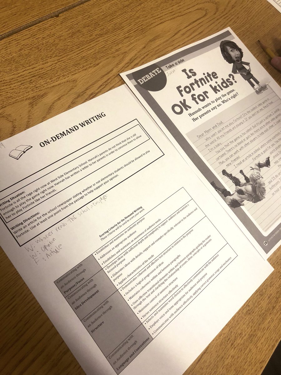 MrsEndicott3rd's tweet photo. Starting a passage based On Demand that has our students excited and ready to state their opinions on Fortnite! @mrscrum3rd @PinerPrincipal @TheKCSD https://t.co/nFS2r7JSOR