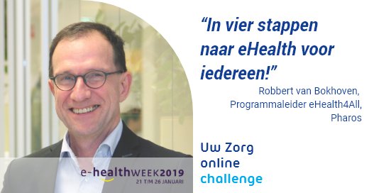 Robbert van Bokhoven en Thea Duijnhoven dagen u uit om samen zorg online bereikbaar te maken voor patiënten met een beperkte gezondheidsvaardigheid. Ga aan de slag tijdens de #UwZorgonline challenge met het #eHealth4All stappenplan. #EHW19 #eHealth
