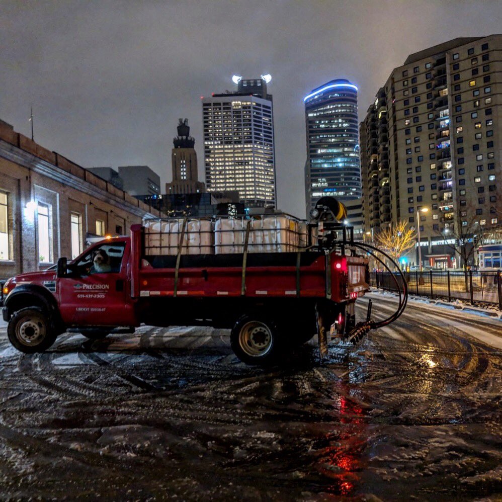 Check out this photo of our liquid salt truck and the Minneapolis skyline! It also features our shop dog Harley! 
#minneapolis #snow #ice #snowplow #puppy #winter #minnesota
