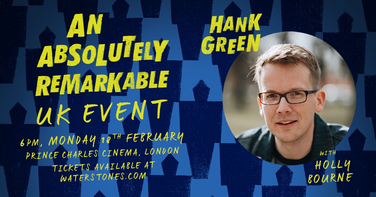 orionbooks's tweet photo. Exciting #AbsolutelyRemarkableThing news! Mark your diaries for an evening with @hankgreen chaired by @holly_bourneYA 🙌🤖🙌 Tickets are available @Waterstones: https://t.co/uMKQlHcONV ⏱ @WaterstonesPicc #aart https://t.co/JLFQKPaVWv