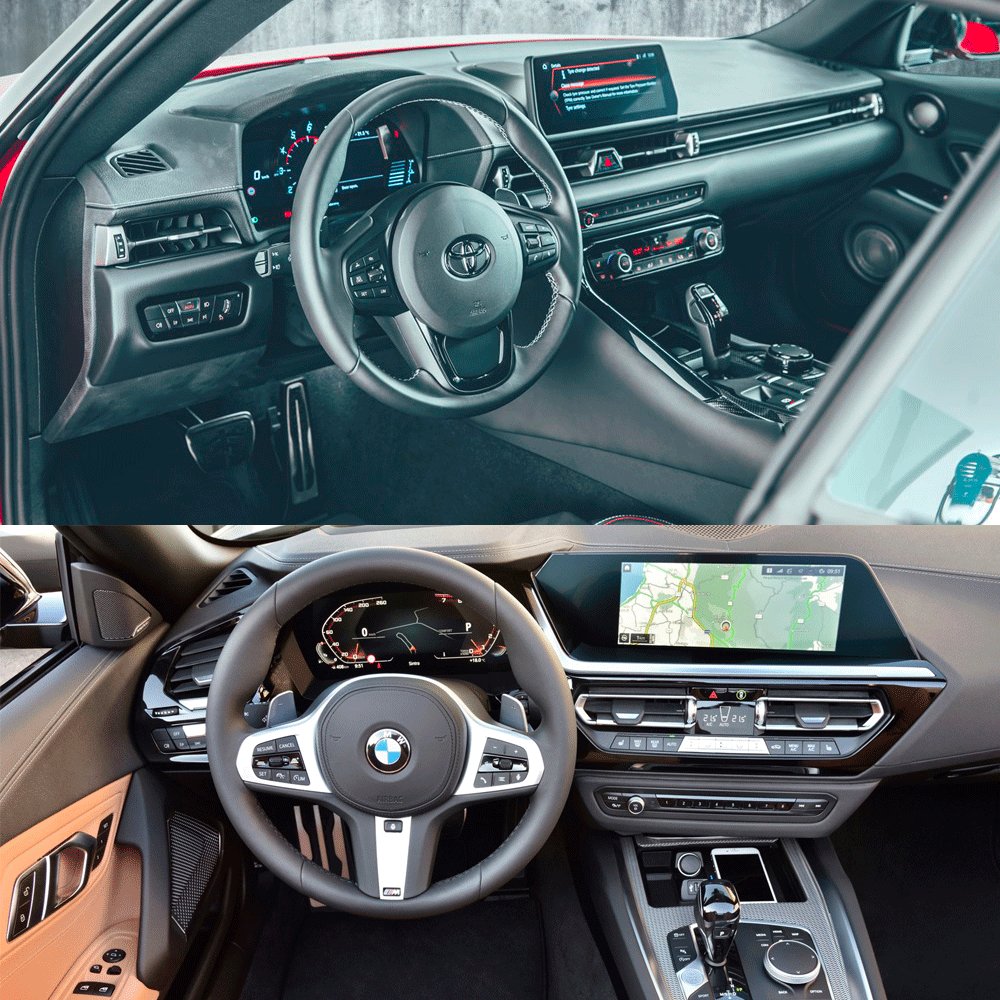 Poking around the new #ToyotaSupra and #BMWZ4 interiors. Spot the difference?