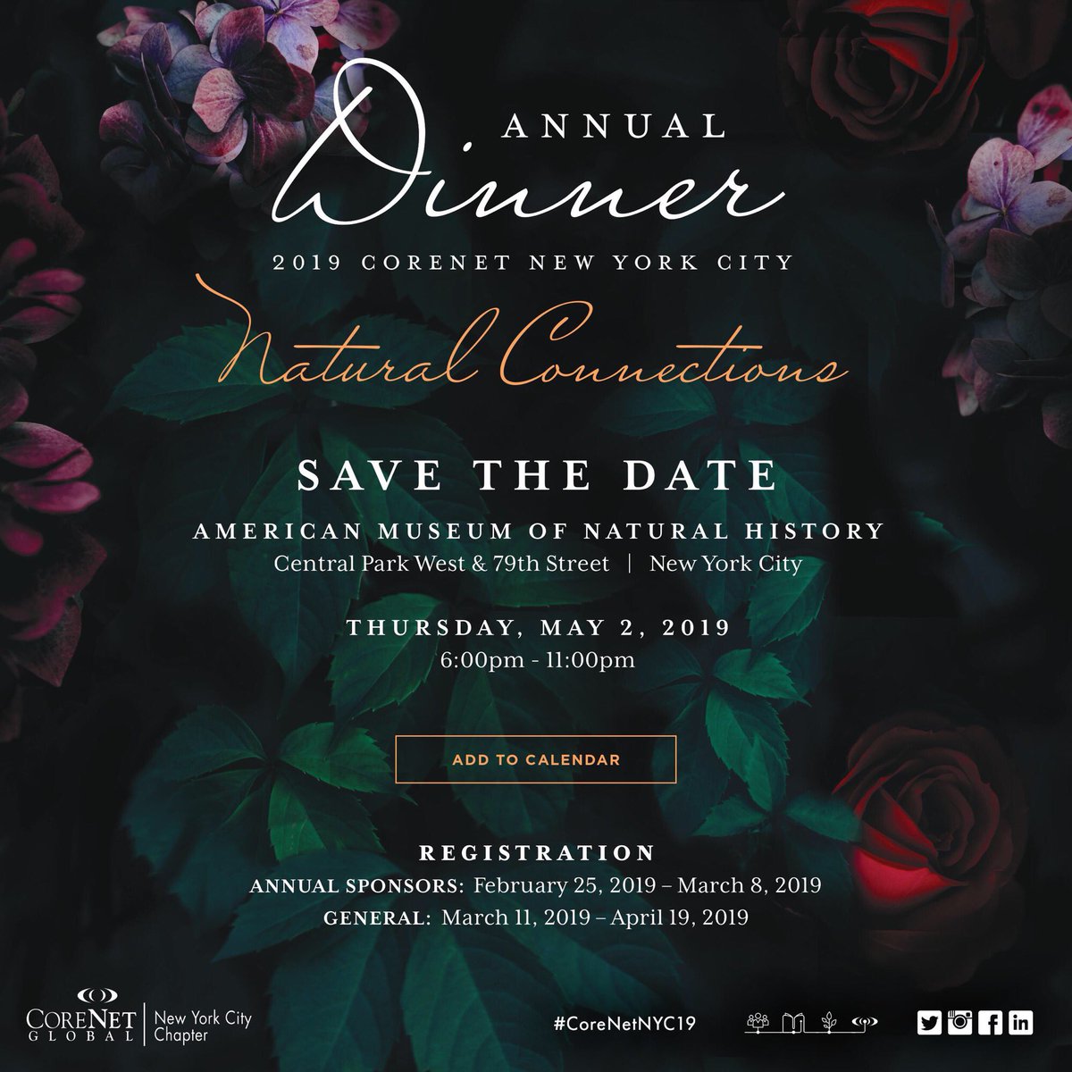 CoreNetGlobalNY's tweet photo. SAVE THE DATE for our 2019 Annual Dinner on May 2nd at the American Museum of Natural History. @AMNH #CoreNetNYC19 https://t.co/unSV0LGA8A