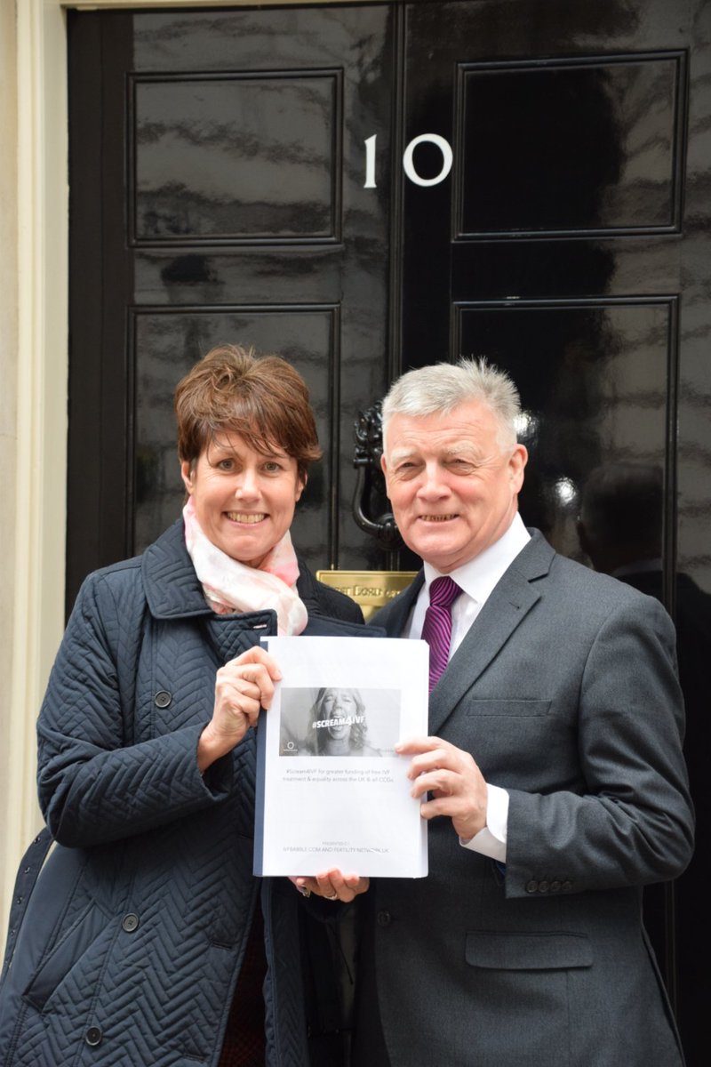 One step closer to fair access to IVF funding! We've given in our #Scream4IVF petition that includes over 100,000 signatures for those who are affected by the #postcodelottery. Thank you again to all our supporters, we could not have made it to No.10 without you!