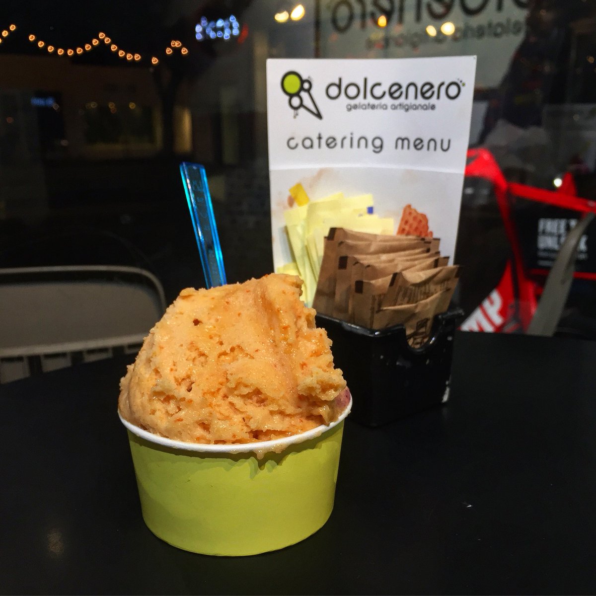 ronfong's tweet photo. Finished #SMRestaurantWeek w/this delicious #persimmon gelato from  @DOLCENEROGELATO. Thanks @GoSantaMonica for another swell Restaurant Week! https://t.co/p21vgCvHaJ