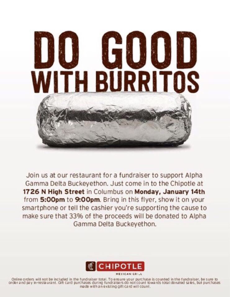 🥑Come support our BuckeyeThon Team at Chipotle from 5-9pm tonight!!🥑