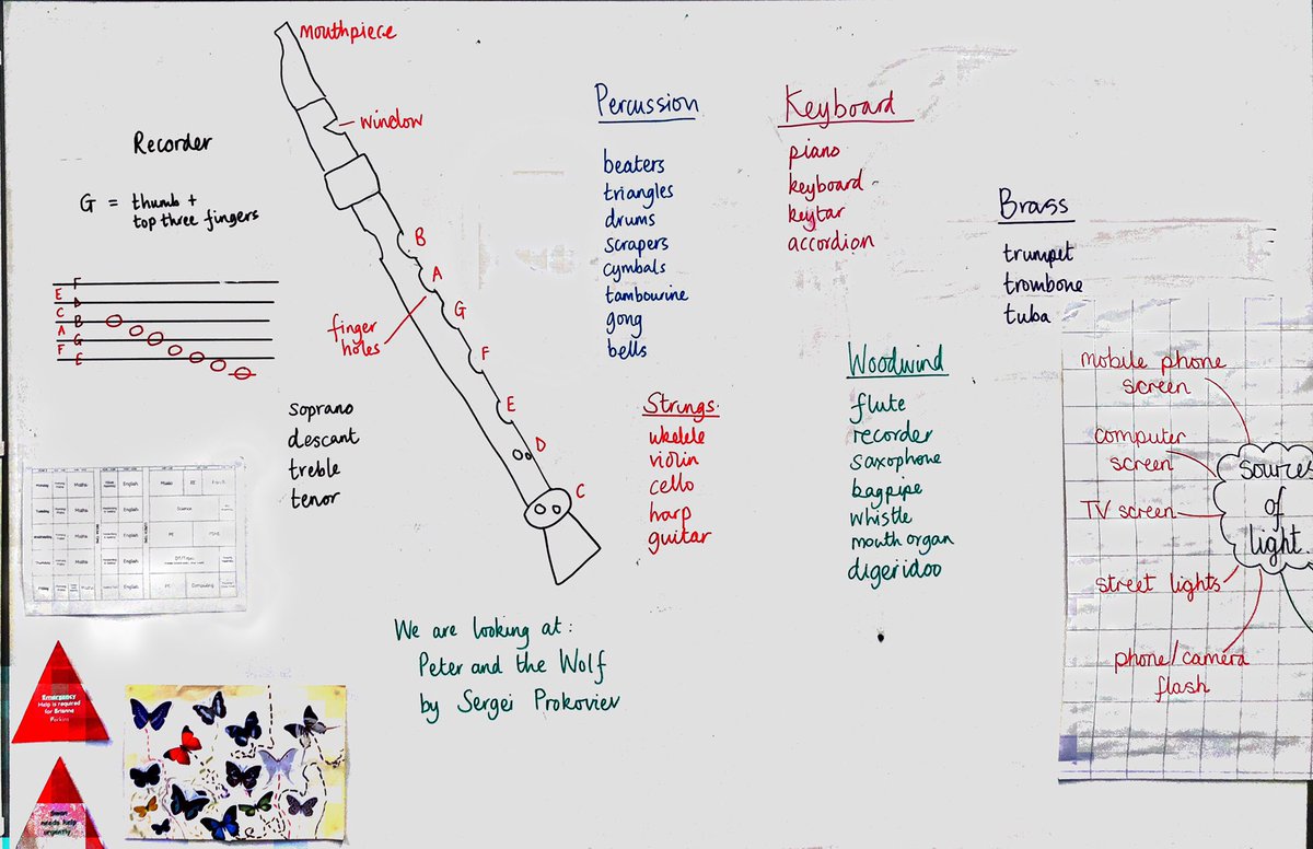 Great music lesson with #Year3 today, introducing them to the parts of the #orchestra and looking at a #woodwind instrument the #recorder!  Hope <a href="/TeachWithMissD/">Miss D</a> approves of the board in her classroom #HLTA #KS2music