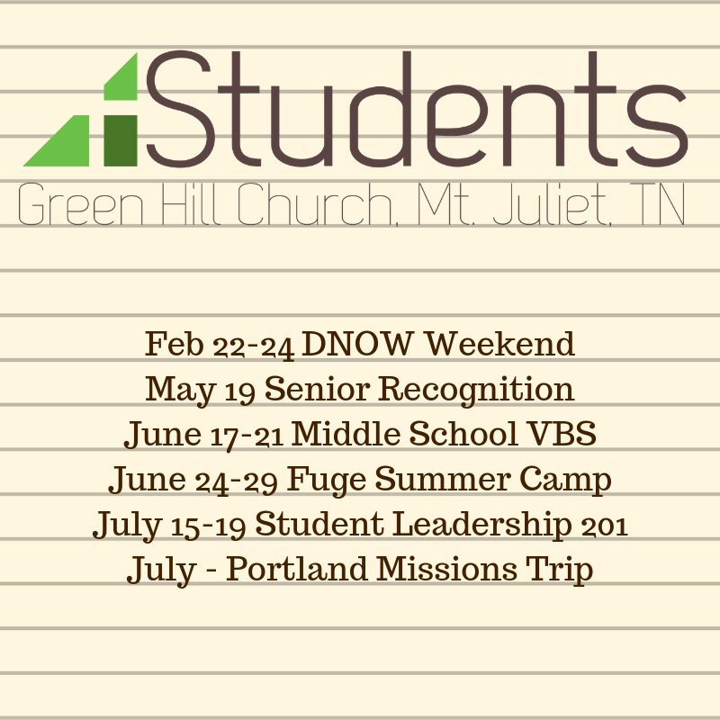 ghc_students's tweet photo. If you missed the parent meeting yesterday here are a few important dates we discussed.  You can get the rest of the student ministry calendar at https://t.co/oDkNqv4Ofq https://t.co/QZ741xNGfQ