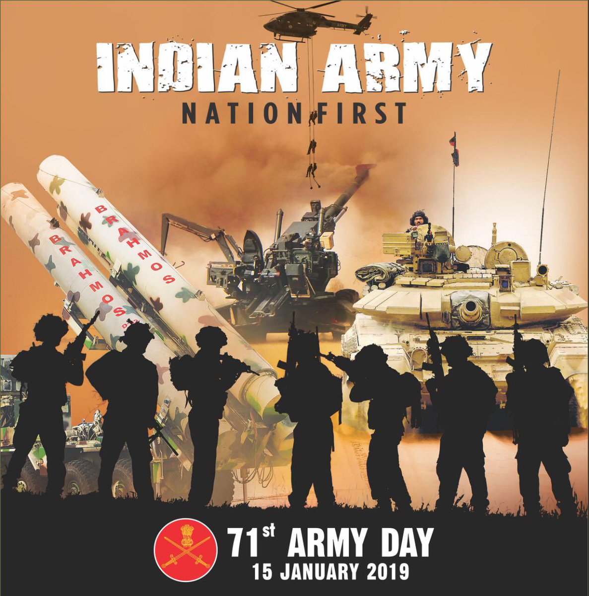 AnupamPKher's tweet photo. “Our flag does not fly because the wind moves it, it flies with the last breath of each soldier who died protecting it.” Wishing the amazing #IndianArmy @adgpi a very happy 71st #ArmyDay. Thank you for your duty and sacrifices for us civilians. Jai Hind. 🙏🇮🇳 https://t.co/qNGnj9WoD7