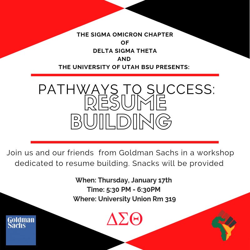 Come on out Thursday, January 17th to our Resume Building Workshop. Everyone is welcome! #SODelta